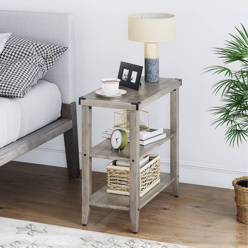 Farmhouse End Table, 3 Tier Rustic Side Table