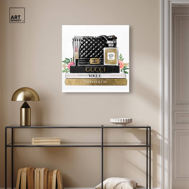 Luxury Paris Handbag and Books Acrylic by Art Remedy, Ready to Hang