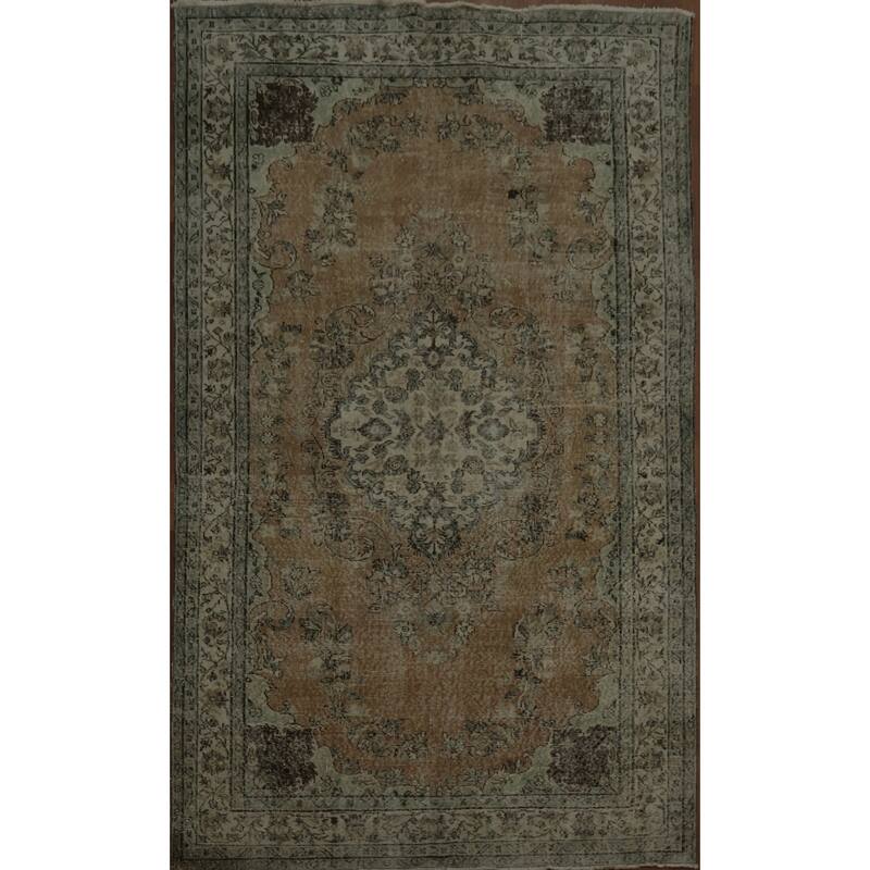 Hand Knotted Oriental 100% Wool Carpet Transitional Floral Oranges & Rust Anatolian Area Rug - 9' 2'' X 5' 7''
