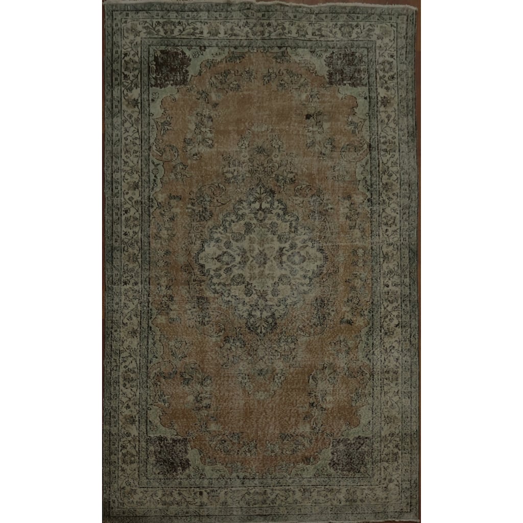 Hand Knotted Oriental 100% Wool Carpet Transitional Floral Oranges & Rust Anatolian Area Rug - 9' 2'' X 5' 7''
