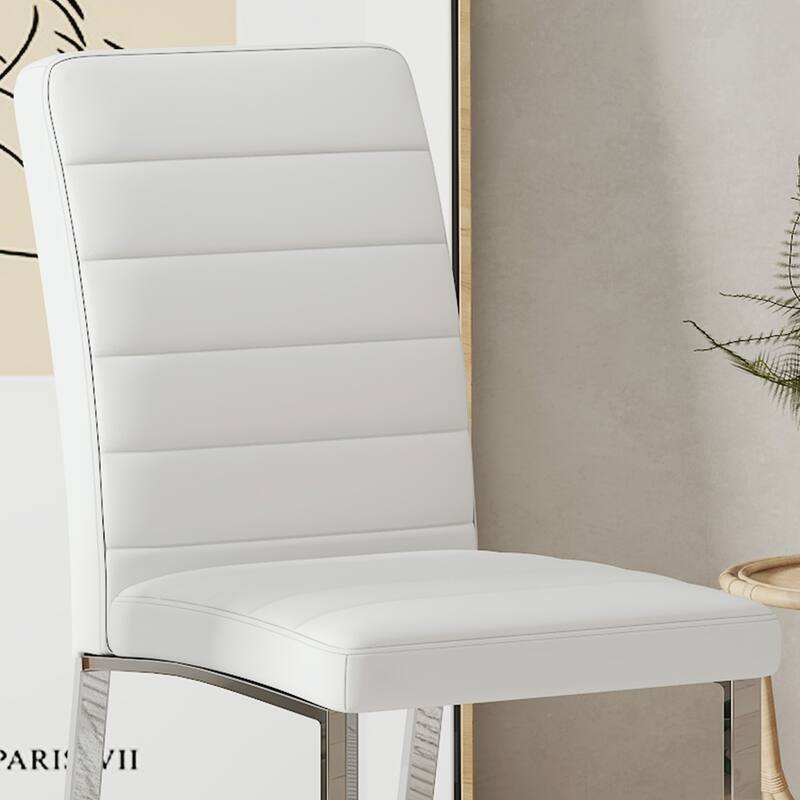 4PCS Iron Frame PU Dining Chairs