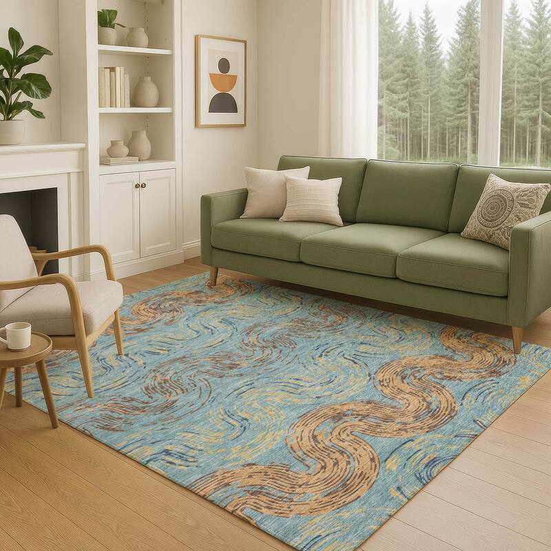 Machine Washable Indoor/ Outdoor Modern Ari Chantille Rug