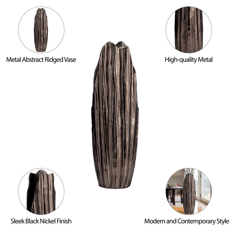 Sagebrook Home Modern Textured Metal Abstract Ridged Vase