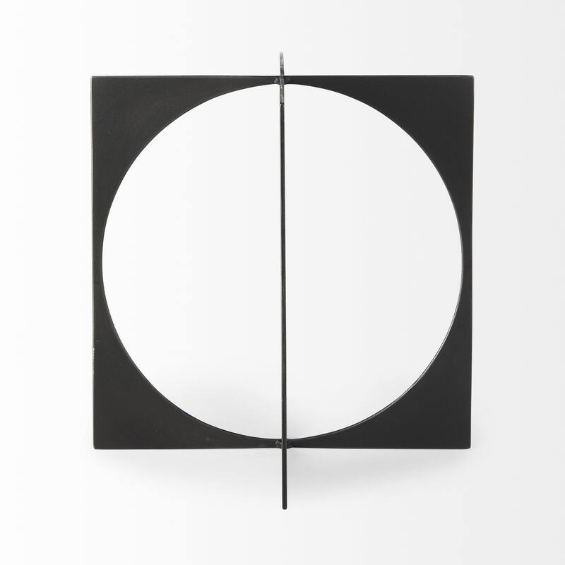 Charcoal Gray Metal Circle Square Sculpture