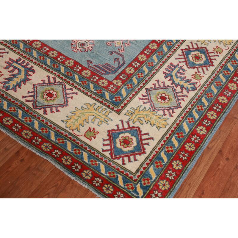Hand Knotted Oriental 100% Wool Carpet Traditional Medallion Navy Blue & Blues Kazak Area Rug - 13' 7'' X 10' 1''