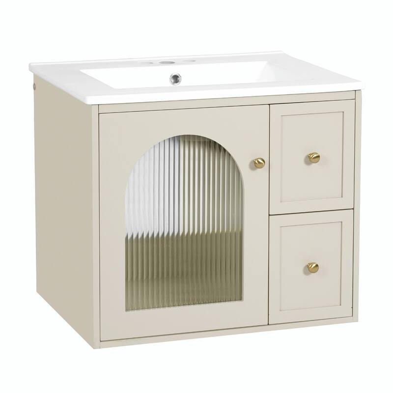 24" Bathroom Vanity Set Wall Mounted for Small Space
