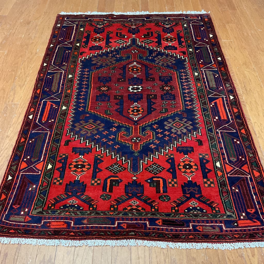 HERAT ORIENTAL Hand-knotted Tribal Hamadan Wool Rug - 4'3 x 6'6