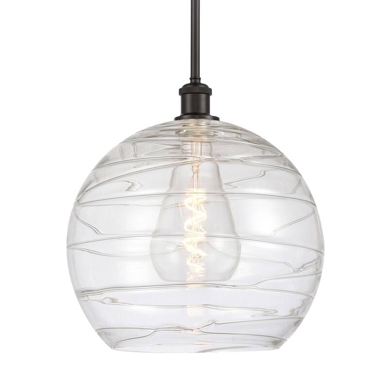 Innovations Lighting 516-1S-15-14 Athens Pendant Athens 14" Wide - Oil Rubbed Bronze / Clear Deco Swirl