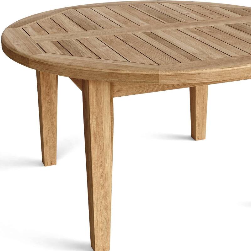 HomeRoots 35" Natural Rounded Solid Wood Outdoor Coffee Table