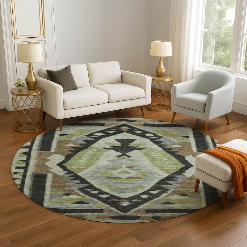 Premium Washable Super Soft Global Medallion Mayfield Rug - Brown - 8' x 8'