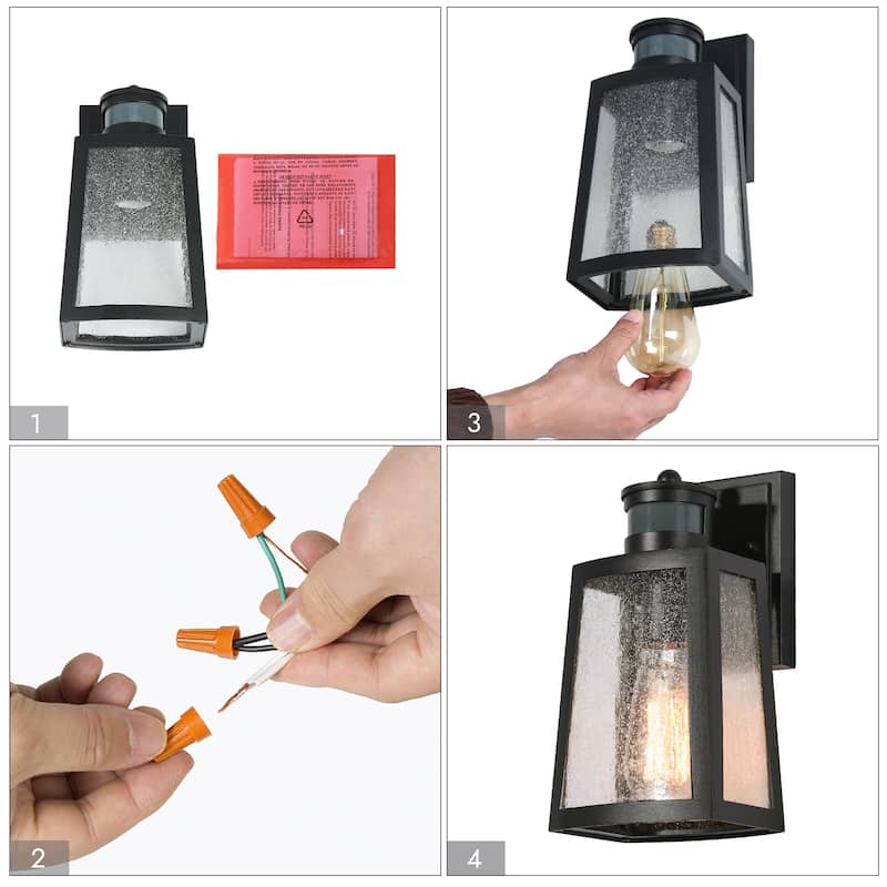 Aary Farmhouse Black Indoor/Outdoor Wall Sconce, 1-Light Modern LED Patio Wall Lantern - L5.5"*W5.9"*H11"