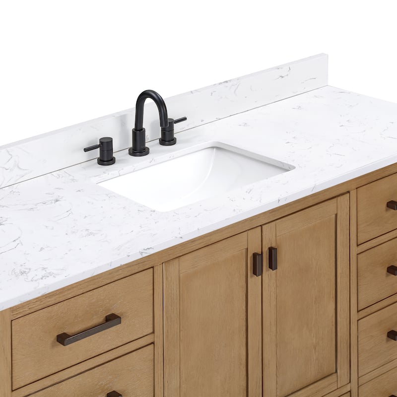 Avanity Modero 61 in. Single Vanity Combo in Matte Black finish and Cala White Engineered Stone Top