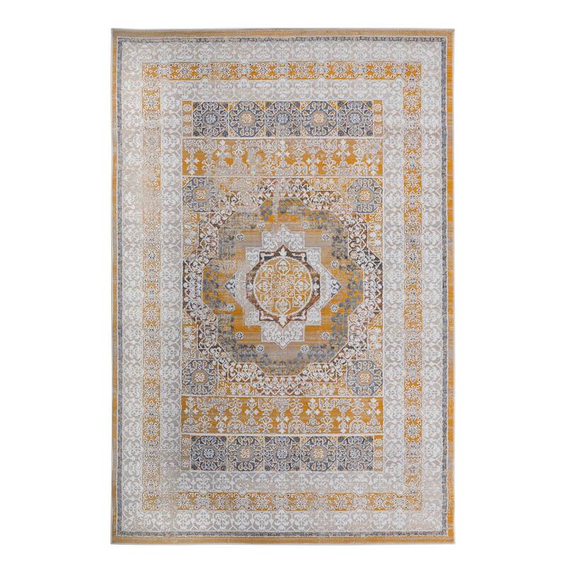 LOOM & LUXE Collection 2X3 Cream/Ivory/Medallion Non-Shedding Area Rug - 36" D x 24" W x 0.28" H