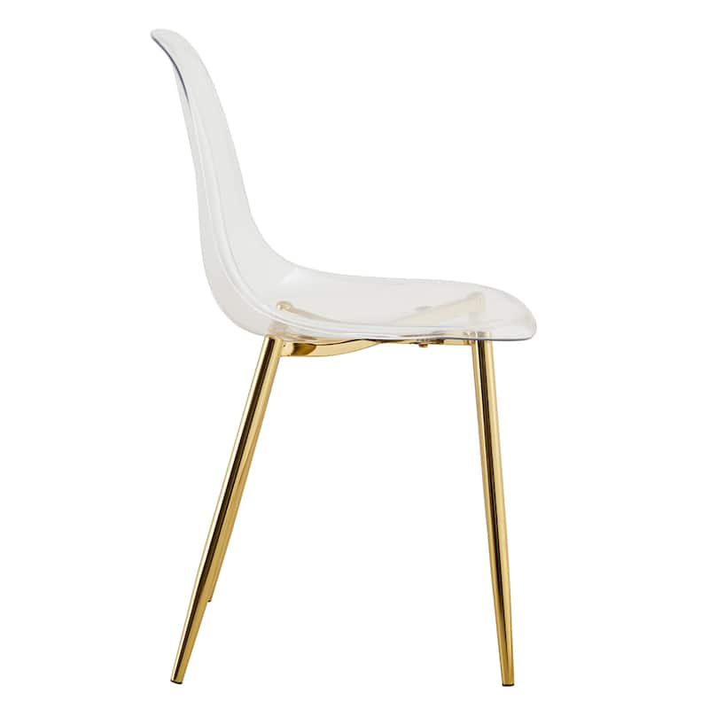 Modern minimalist armless crystal dining chair, plastic chair set of 6 with metal legs