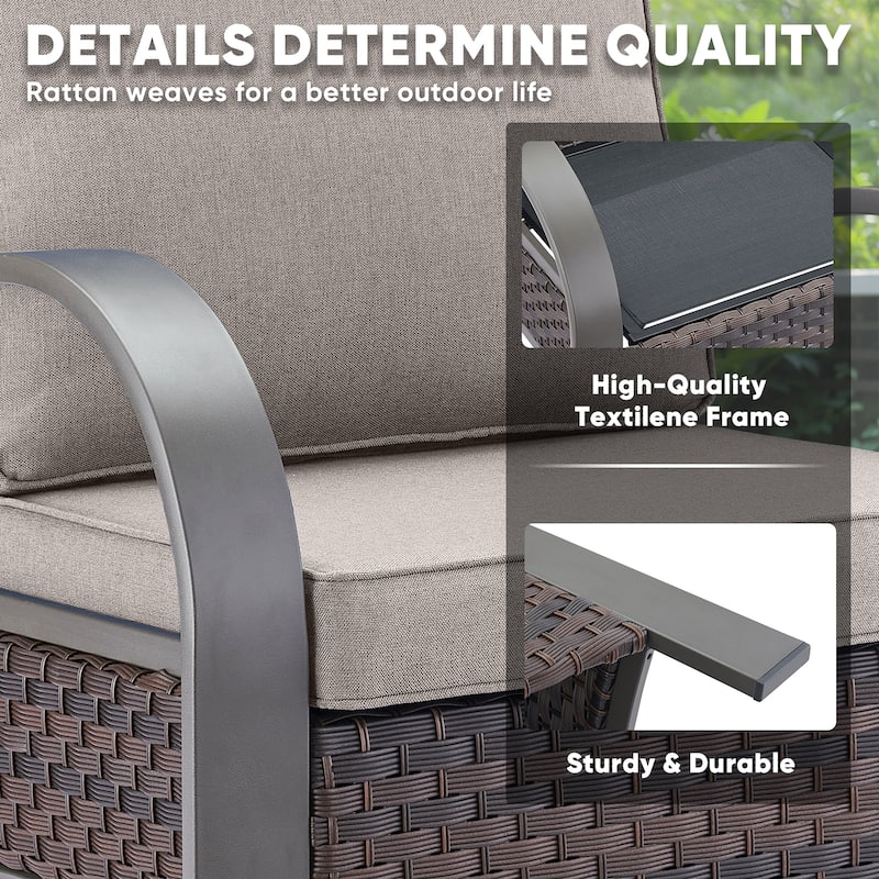 Outdoor Patio 4PCS Chair with Fire Pit Table - Beige cushion - Brown