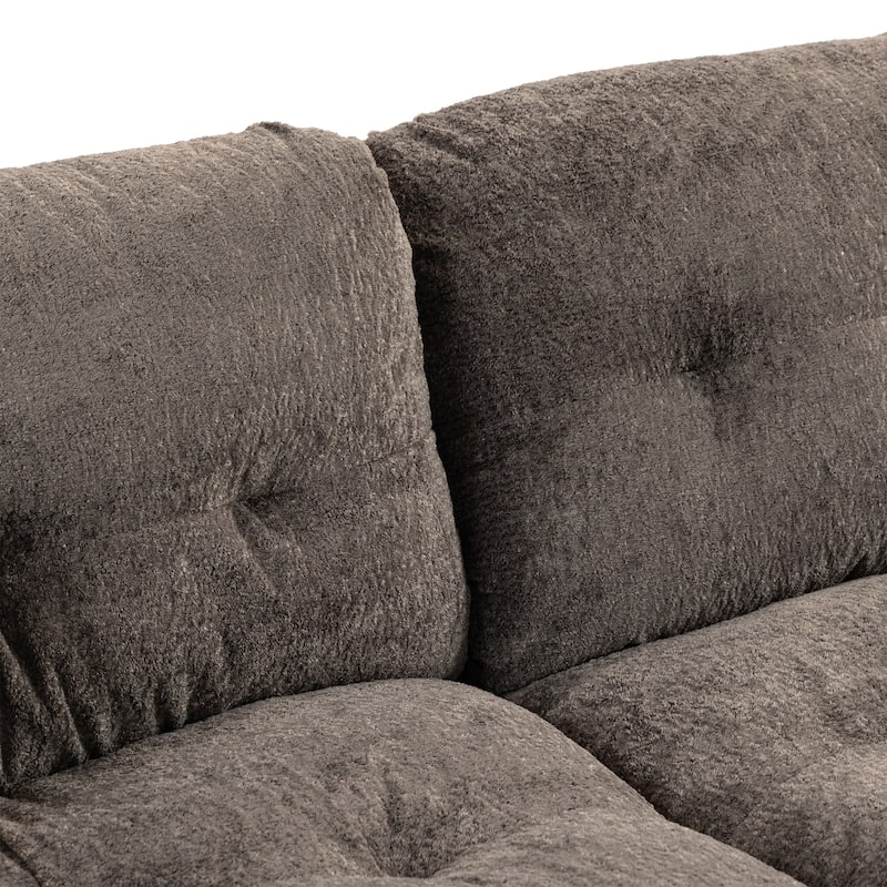 120.87" Chenille L-Shaped Sectional Sofa with Reversible Design, and 3-Seat Sleeper & Ottoman - Dual-Layer Cushion