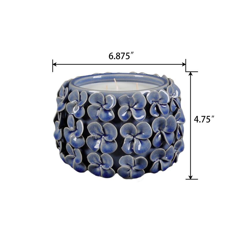 6.88in 3D Ceramic Floral Candle - Ocean Air 27 oz