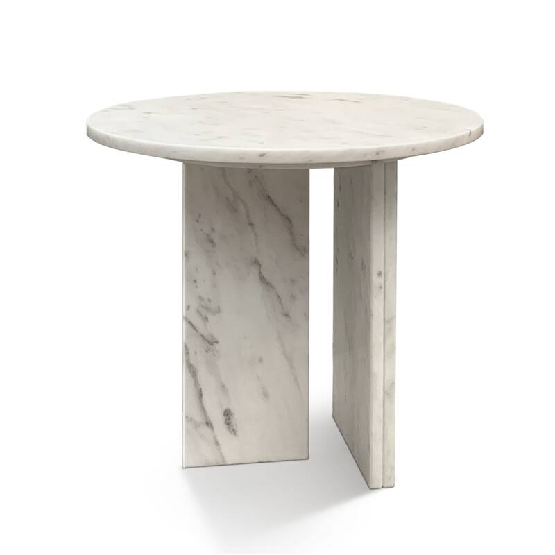 Roomfitters Round Marble Coffee Table, Natural Stone Side Table for Living Room, Solid Marble Accent Table