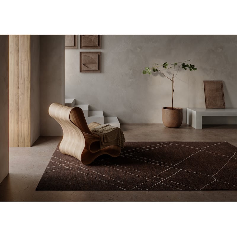 Momeni Everett Geometric Hand Tufted Wool Area Rug - 8' x 10' - Brown - Rectangle