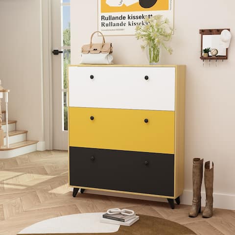 Tipping Shoe Cabinet Storage Organizer Shoe Space Saving (Colorful)