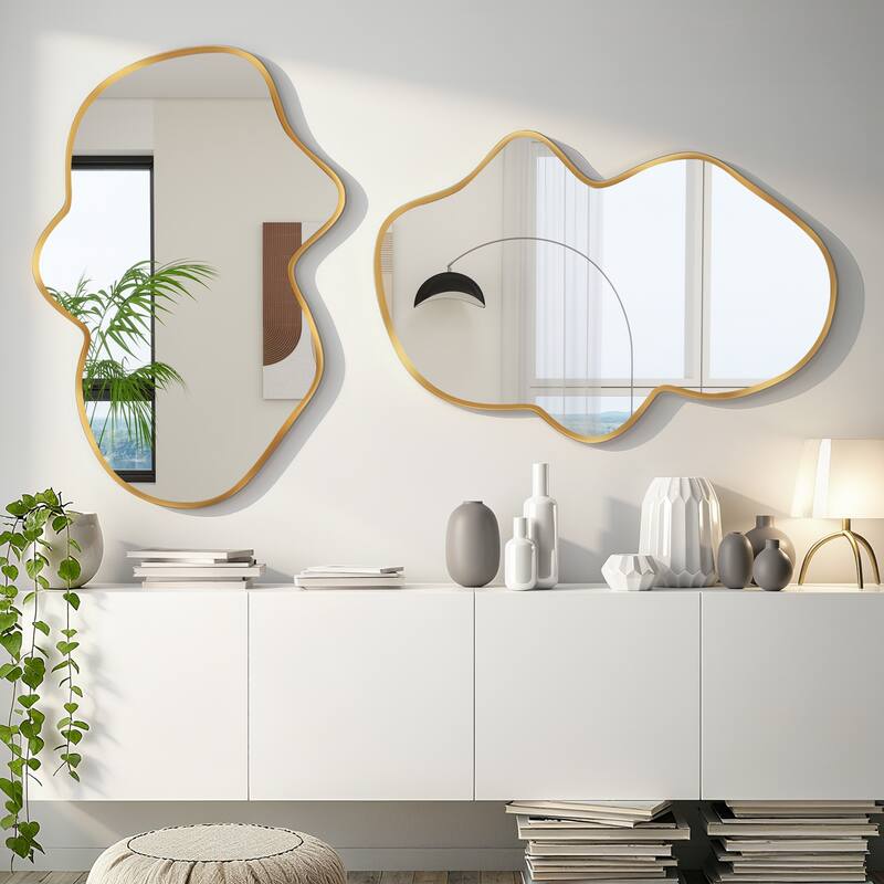 Stylish Aluminum Alloy Framed Irregular Wall Mirror