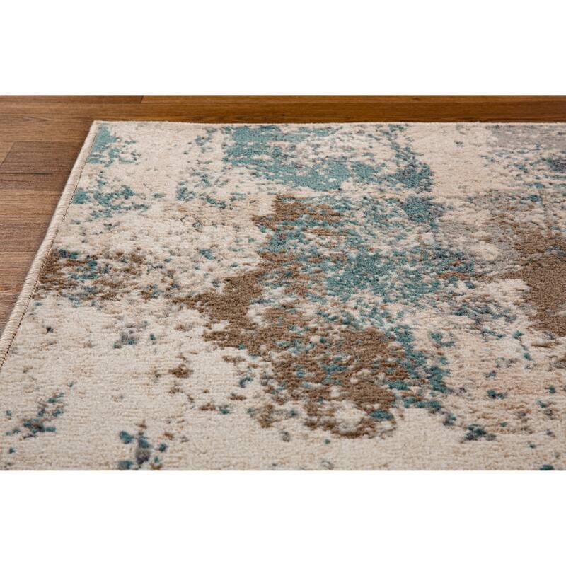 Kriselia Collection Brown/Blue Abstract Area Rug