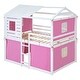 preview thumbnail 9 of 10, Full Size Bunk House Bed with Tent - Fun Play Design, Pink+White