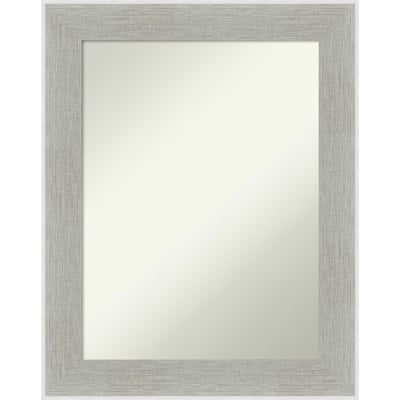 Non-Beveled Bathroom Wall Mirror - Glam Linen Grey Frame