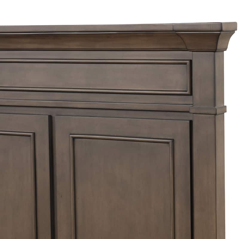 Furniture of America Quinlan 5-Piece Dark Walnut Solid Wood Queen Panel Bedroom Set
