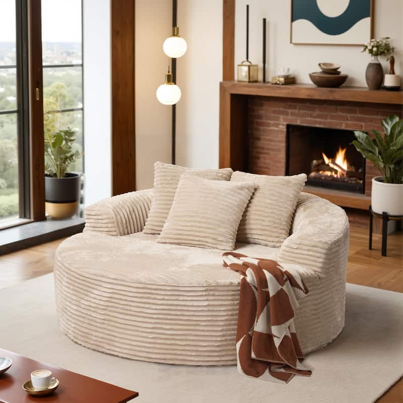 HOOOWOOO Modern Plush Fabric Floor Sofa Couch - Beige