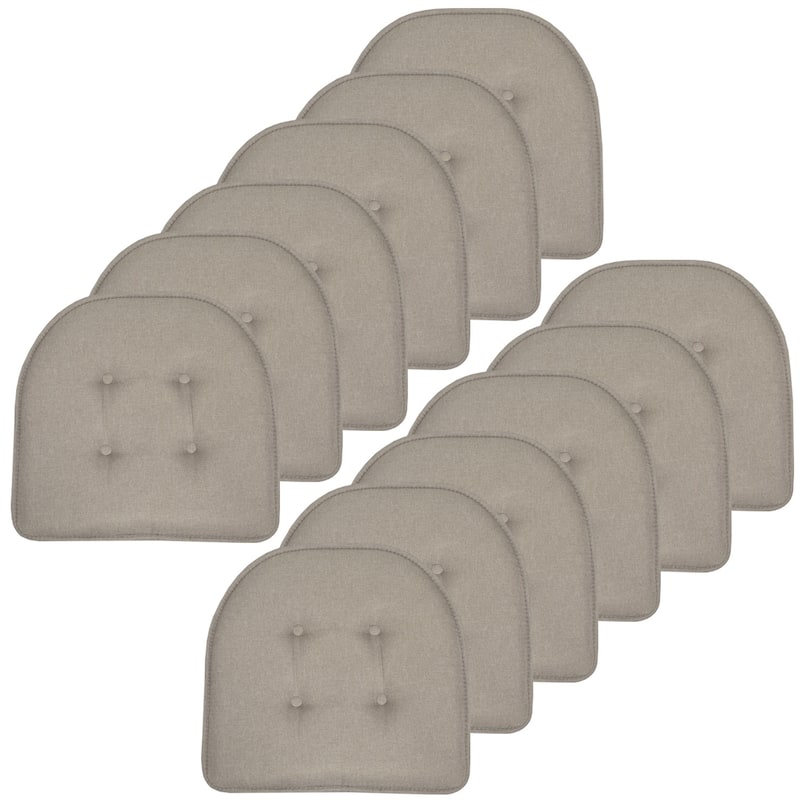 Sweet Home Collection Solid Color U-Shaped Memory Foam Chair Cushions - 16"x17" - Set of 12 - Khaki