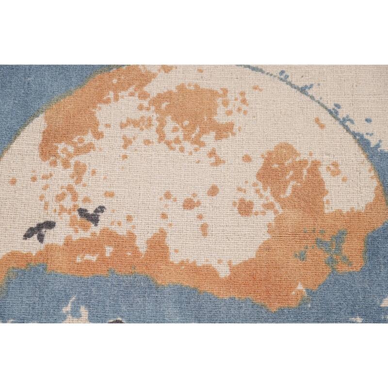 Nature Print Abstract Modern Area Rug Handmade Wool Carpet - 5'3"x 7'7"