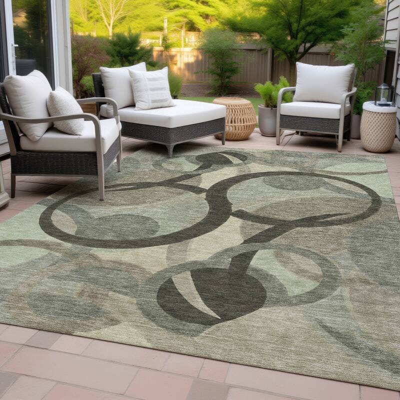 Machine Washable Indoor/Outdoor Contemporary Deco Chantille Rug
