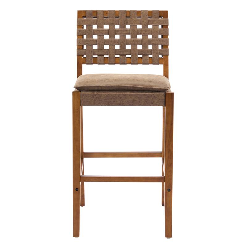 Christopher Knight Home - Rieti Industrial-Inspired Barstool Set with Crossback PU Upholstery and Wooden Frame