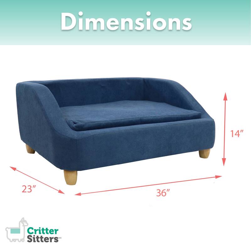 Critter Sitters 36-In. Microfiber Rectangle Pet Bed for Medium-Sized Dogs, Blue