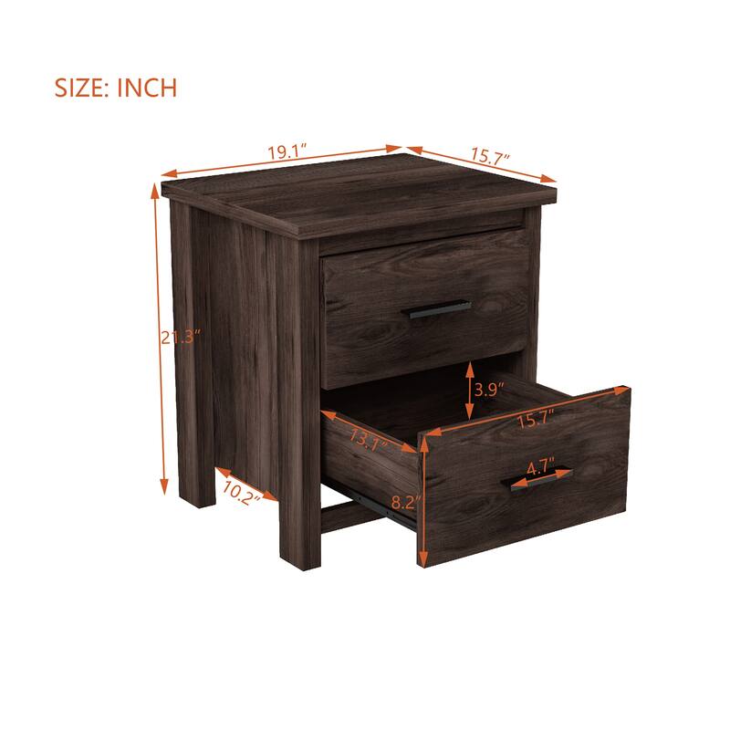 Vintage Wood Two Drawer Nightstand