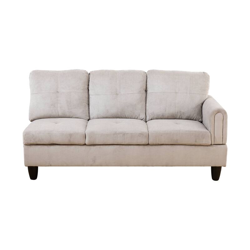 Grey White Corduroy 3-Piece Living Room Sofa Set