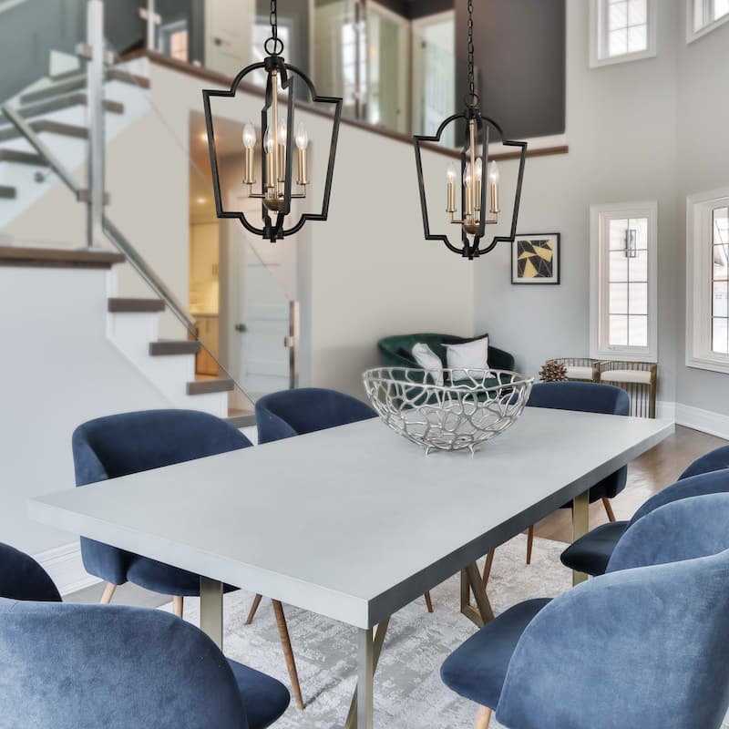 Modern Brass Gold Pendant Lights 4 Lights Islands Lights Mini Chandeliers for Dining Room - D 14.5'' x H 81''