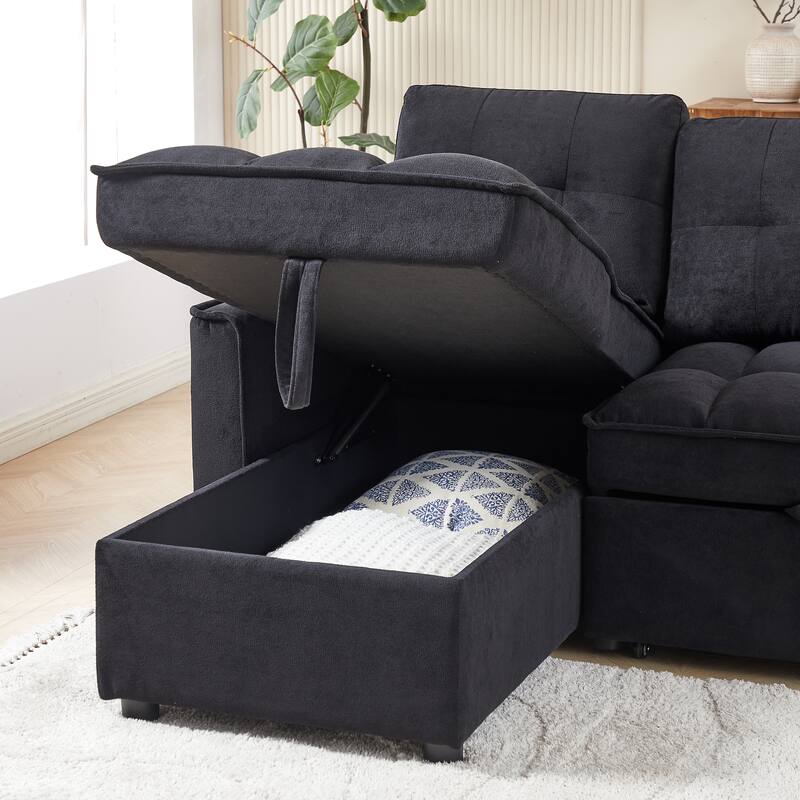 78.75" Chenille Reclining Sectional Sofa with USB