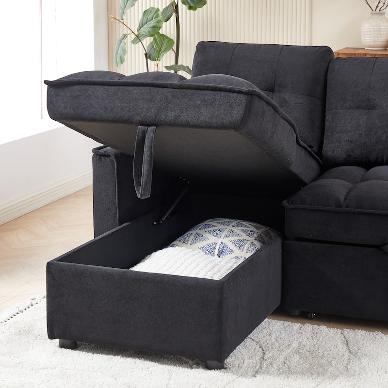 L-Shaped Sectional Sofa with Reclining Storage