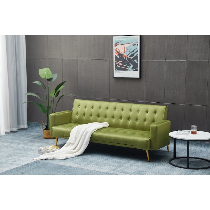 Army Green Solid Wood+MDF Sofa Bed, 75x32x29 inches - Multi-Color