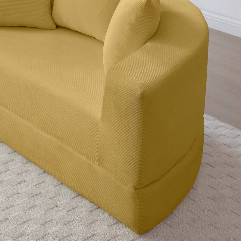 Convertible Sofa Couch Bed,Nulti-functional,Circular Bed,Adjustable Futon Sofa - Yellow