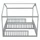 preview thumbnail 20 of 28, Double Twin Size House-Style Floor Bed with Fence and Guardrails without Door