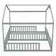preview thumbnail 10 of 8, Grey Double Twin Pine Wood House Floor Bed with Guardrails