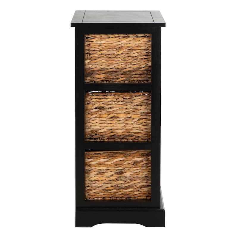 SAFAVIEH Evaline Distressed Black 3 Wicker Basket Storage Unit - 17.3" x 13.4" x 29.5" - 17Wx13Dx30H