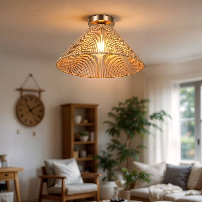 Kenroy Home Twine 1-Light Semi-Flush Mount - Brushed Gold