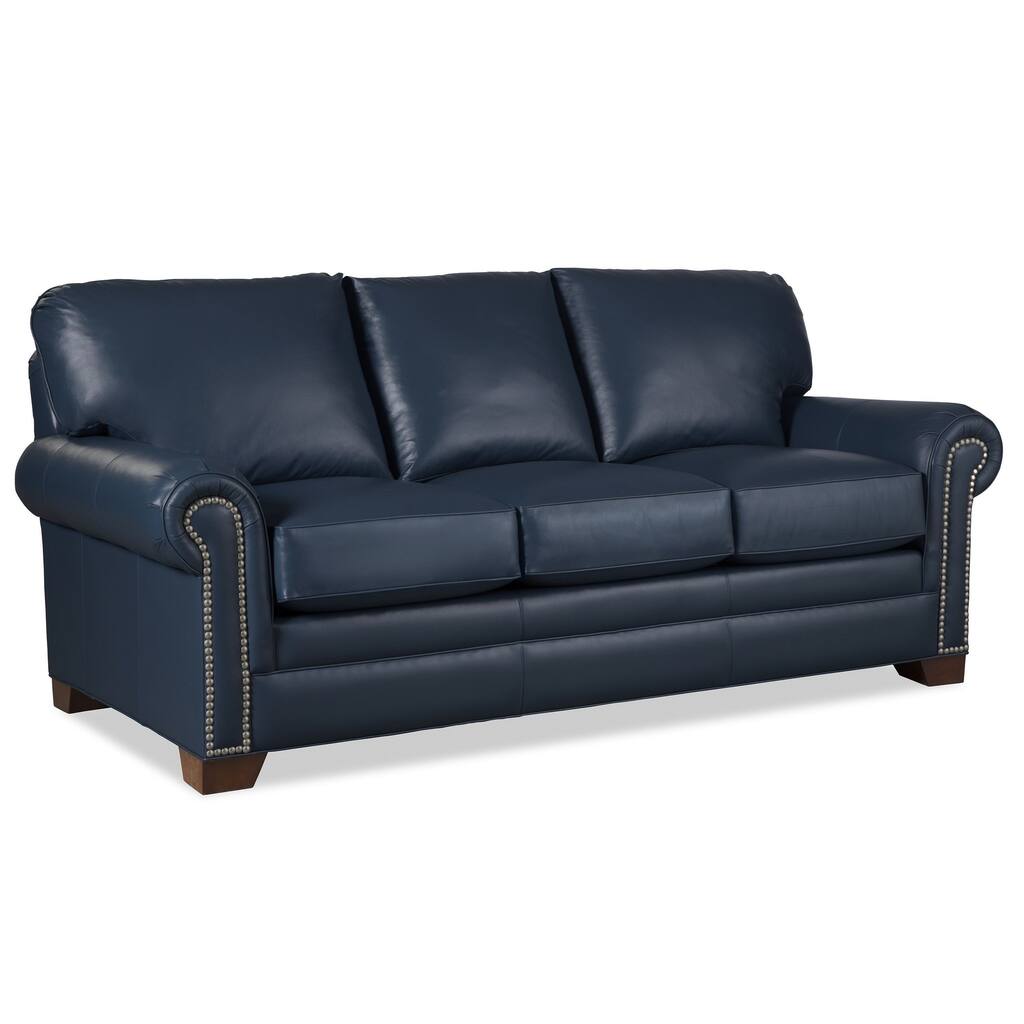 Vassant 86" Wide Genuine Leather Sofa, Blue