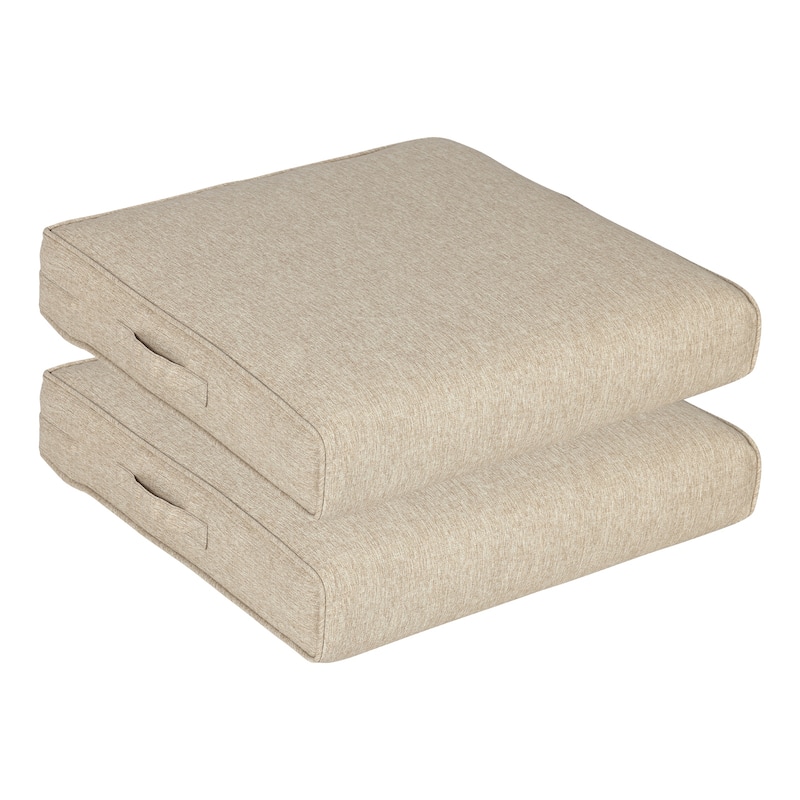 Aoodor Patio Chair Cushions Set of 2, Water Resistant Outdoor Seat Cushions with Handle and Ties, Square Corner Cushions - 19"x19" - Dark Coffee