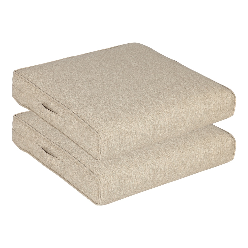 Aoodor Patio Chair Cushions Set of 2, Water Resistant Outdoor Seat Cushions with Handle and Ties, Square Corner Cushions