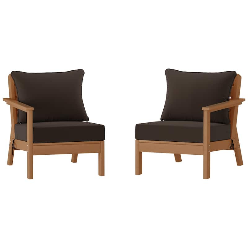 Polytrends Birchwood All Weather HDPE Outdoor Patio Deep Seating Teak Loveseat (2-Piece)